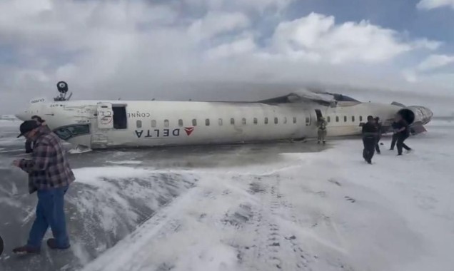 Delta Plane Flips on Toronto Runway During Fiery Landing After Extreme Snowfall